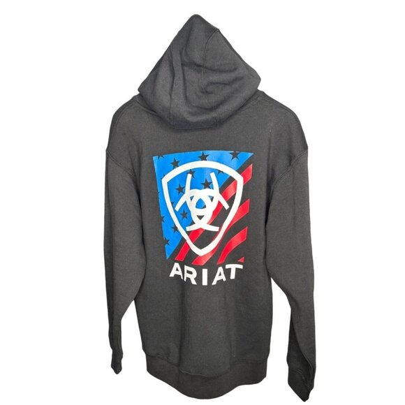 Ariat Mens Americana Block Sweatshirt Hoodie Logo XXL or 3XL Patriotic Stars - Picture 2 of 8